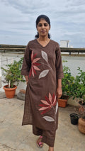 Slub Cotton Brown Kurti set