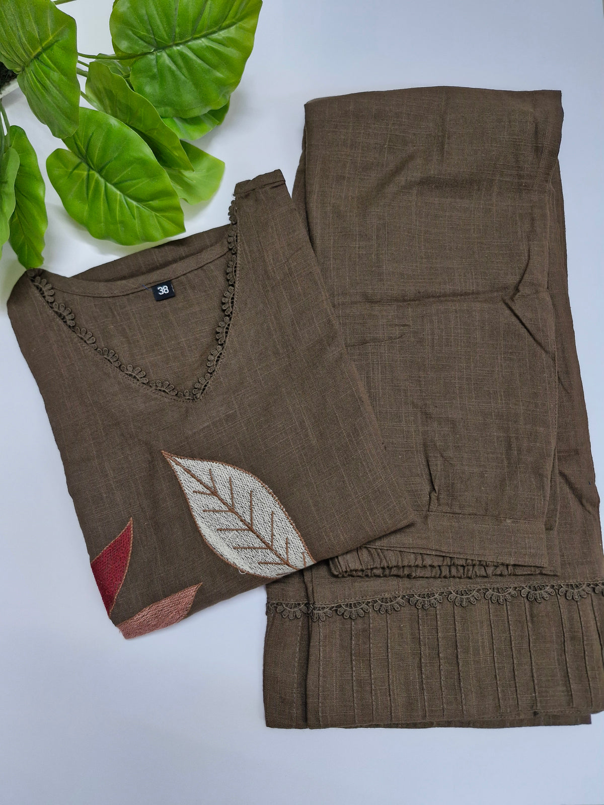 Dhabu Cotton Brown Kurti set