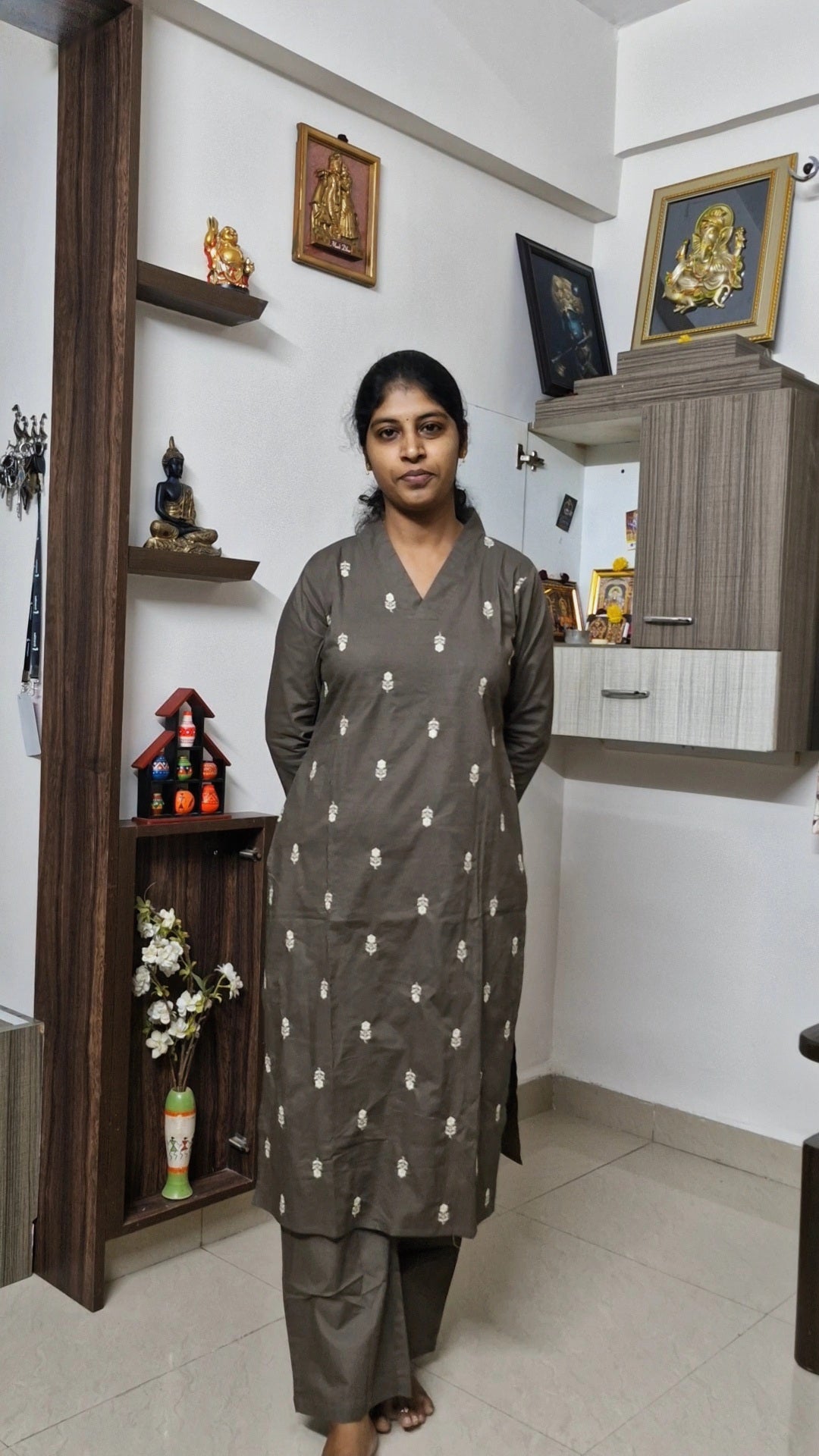 Dhabu Cotton Brown Kurti set