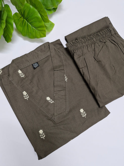 Dhabu Cotton Brown Kurti set