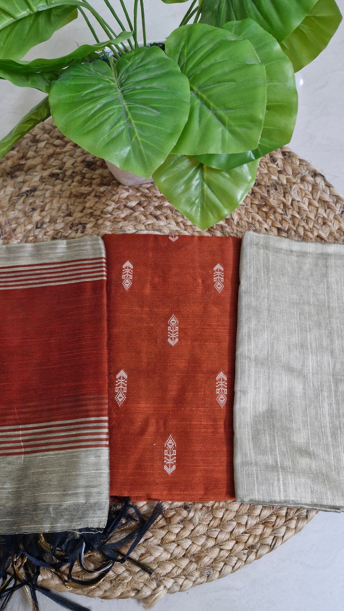 Raw Silk Rust Orange Kurti Set