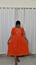 Orange Embroidery Maxi