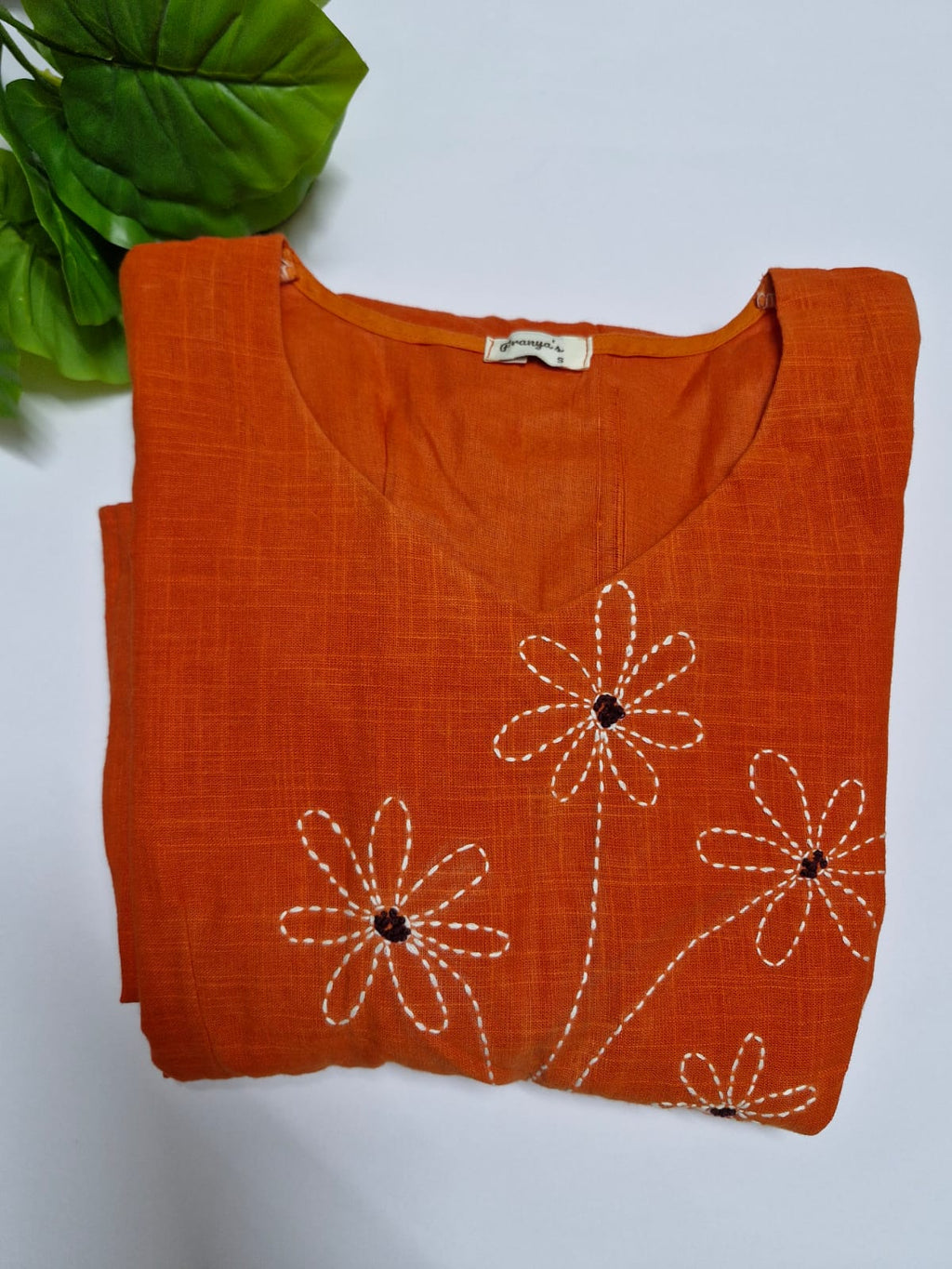 Orange Embroidery Maxi