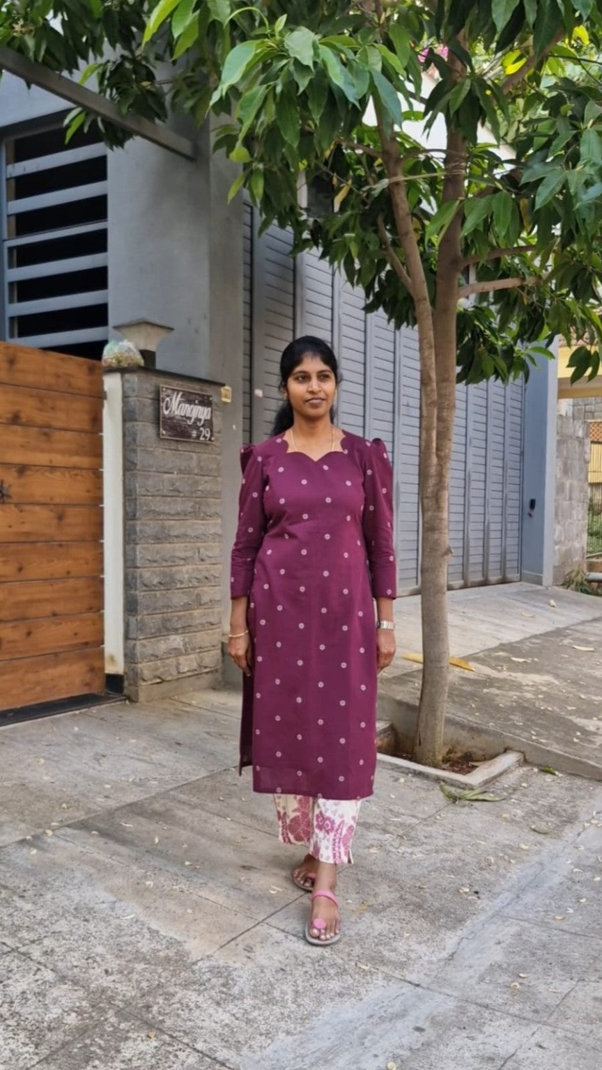 Wine Kurti Set