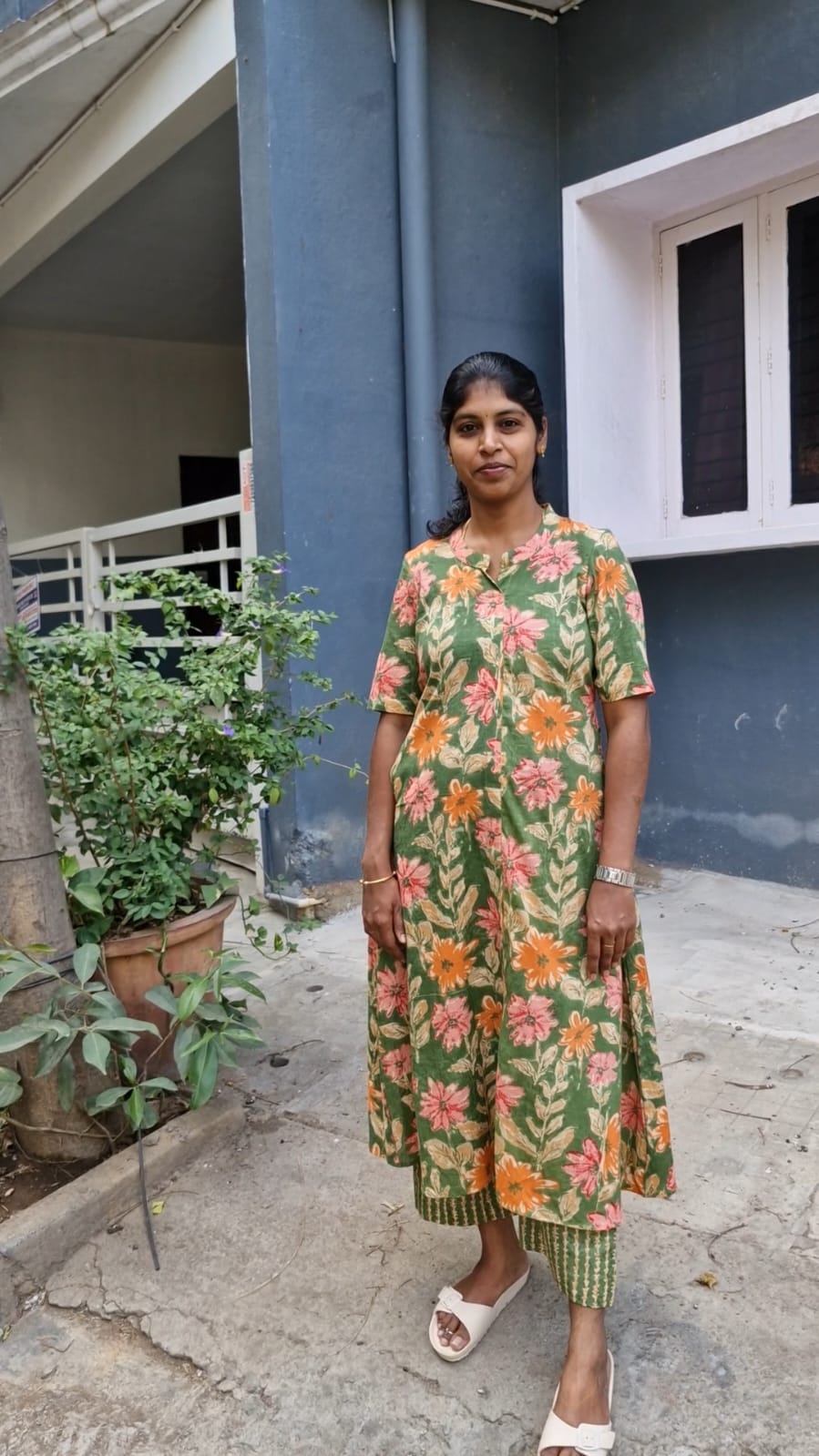 Green Floral Kurti Set