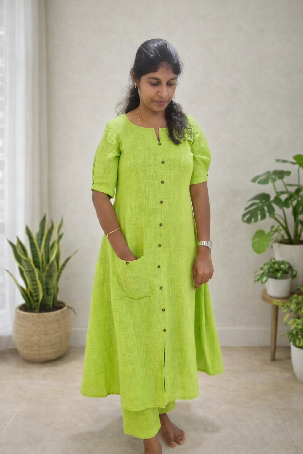 Parrot Green Kurti Set