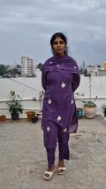 Purple Mul Chanderi Kurti Set