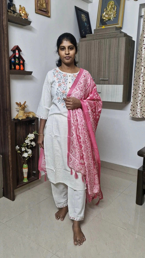 Purple Mul Chanderi Kurti set
